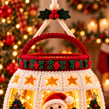 Santa Christmas Lantern Crochet Pattern PDF | Light Up Hanging Decor