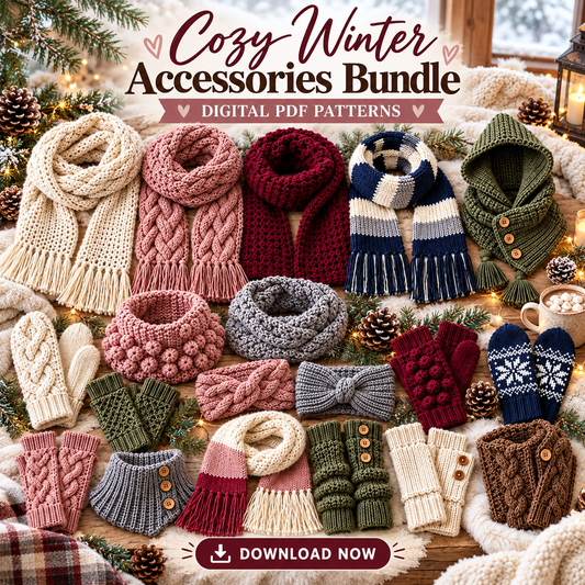 50 Winter Accessories Crochet Patterns Bundle PDF | Scarves, Mittens & Cowls