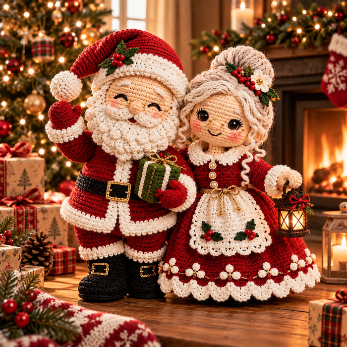Santa & Mrs. Claus Crochet Pattern PDF | Christmas Amigurumi Doll Couple