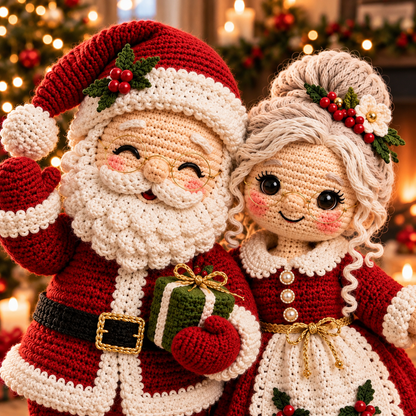 Santa & Mrs. Claus Crochet Pattern PDF | Christmas Amigurumi Doll Couple