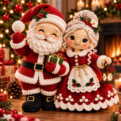 Santa & Mrs. Claus Crochet Pattern PDF | Christmas Amigurumi Doll Couple