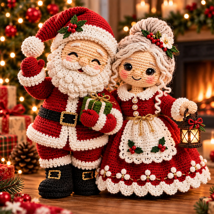 Santa & Mrs. Claus Crochet Pattern PDF | Christmas Amigurumi Doll Couple