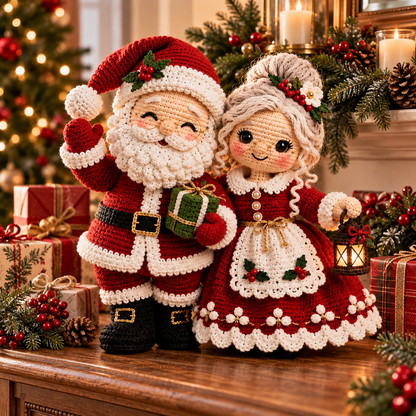 Santa & Mrs. Claus Crochet Pattern PDF | Christmas Amigurumi Doll Couple