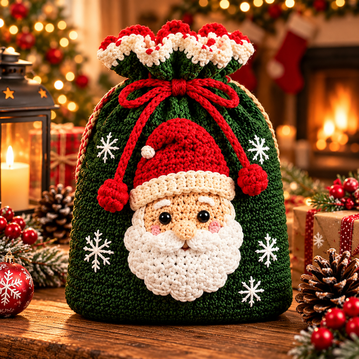 6-in-1 Christmas Gift Bag Crochet Pattern PDF | Holiday Drawstring Bags