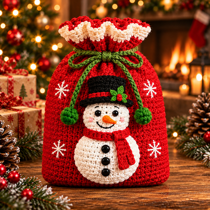 6-in-1 Christmas Gift Bag Crochet Pattern PDF | Holiday Drawstring Bags