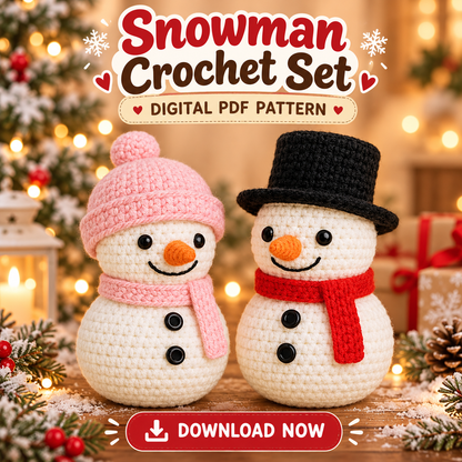2-in-1 Snowman Amigurumi Crochet Pattern Bundle PDF | Christmas Winter Decor