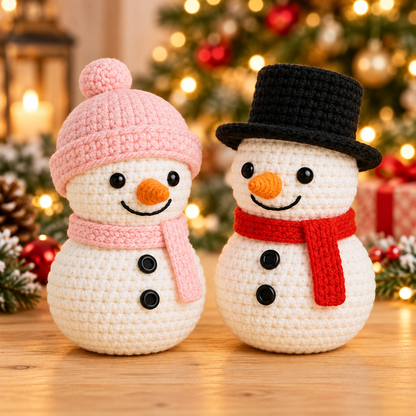 2-in-1 Snowman Amigurumi Crochet Pattern Bundle PDF | Christmas Winter Decor