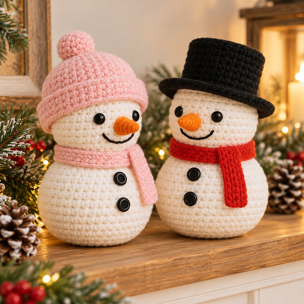 2-in-1 Snowman Amigurumi Crochet Pattern Bundle PDF | Christmas Winter Decor