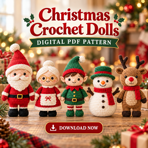 Christmas Crochet Dolls Pattern Bundle PDF | Santa, Mrs. Claus, Elf, Snowman & Reindeer
