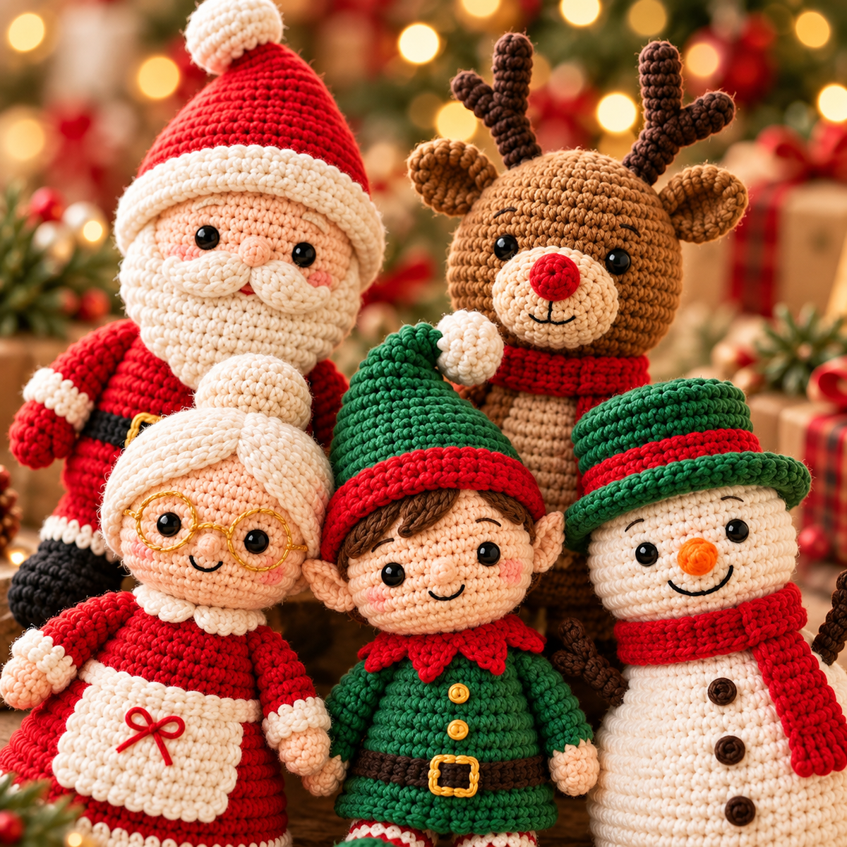 Christmas Crochet Dolls Pattern Bundle PDF | Santa, Mrs. Claus, Elf, Snowman & Reindeer