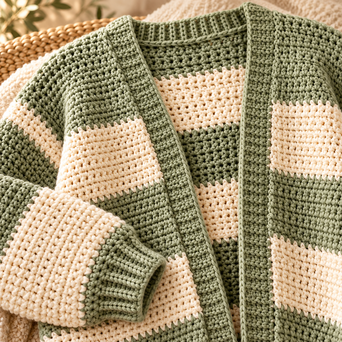Oversized Chunky Cardigan Crochet Pattern PDF | Beginner Striped Sweater