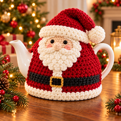 Santa Teapot Cozy Crochet Pattern PDF | Christmas Tea Cozy Cover
