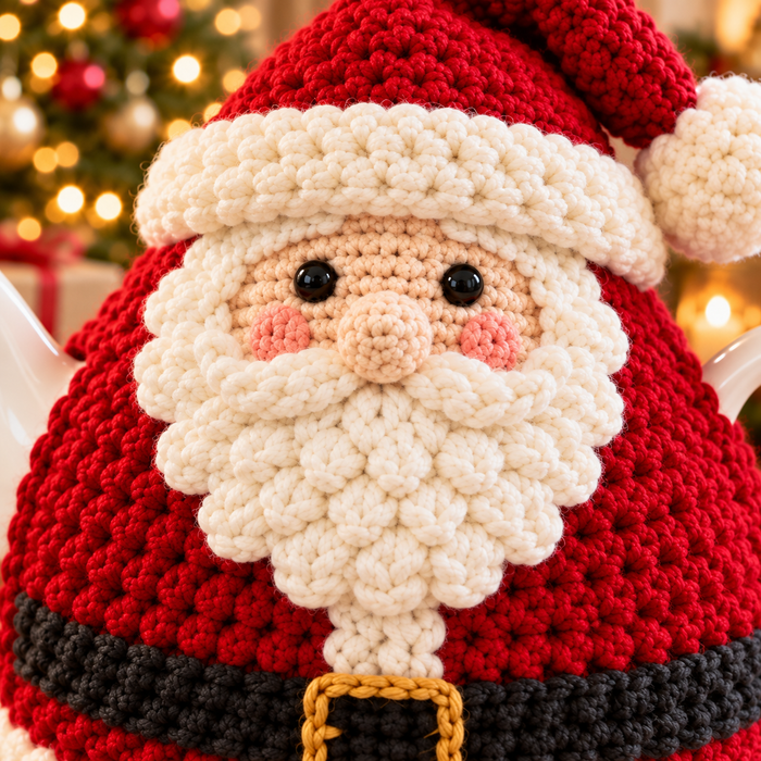 Santa Teapot Cozy Crochet Pattern PDF | Christmas Tea Cozy Cover
