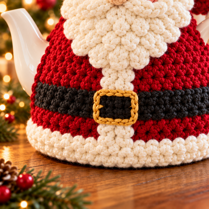 Santa Teapot Cozy Crochet Pattern PDF | Christmas Tea Cozy Cover