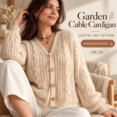 Garden Cable Cardigan Crochet Pattern PDF | Made-to-Measure Women's Sweater