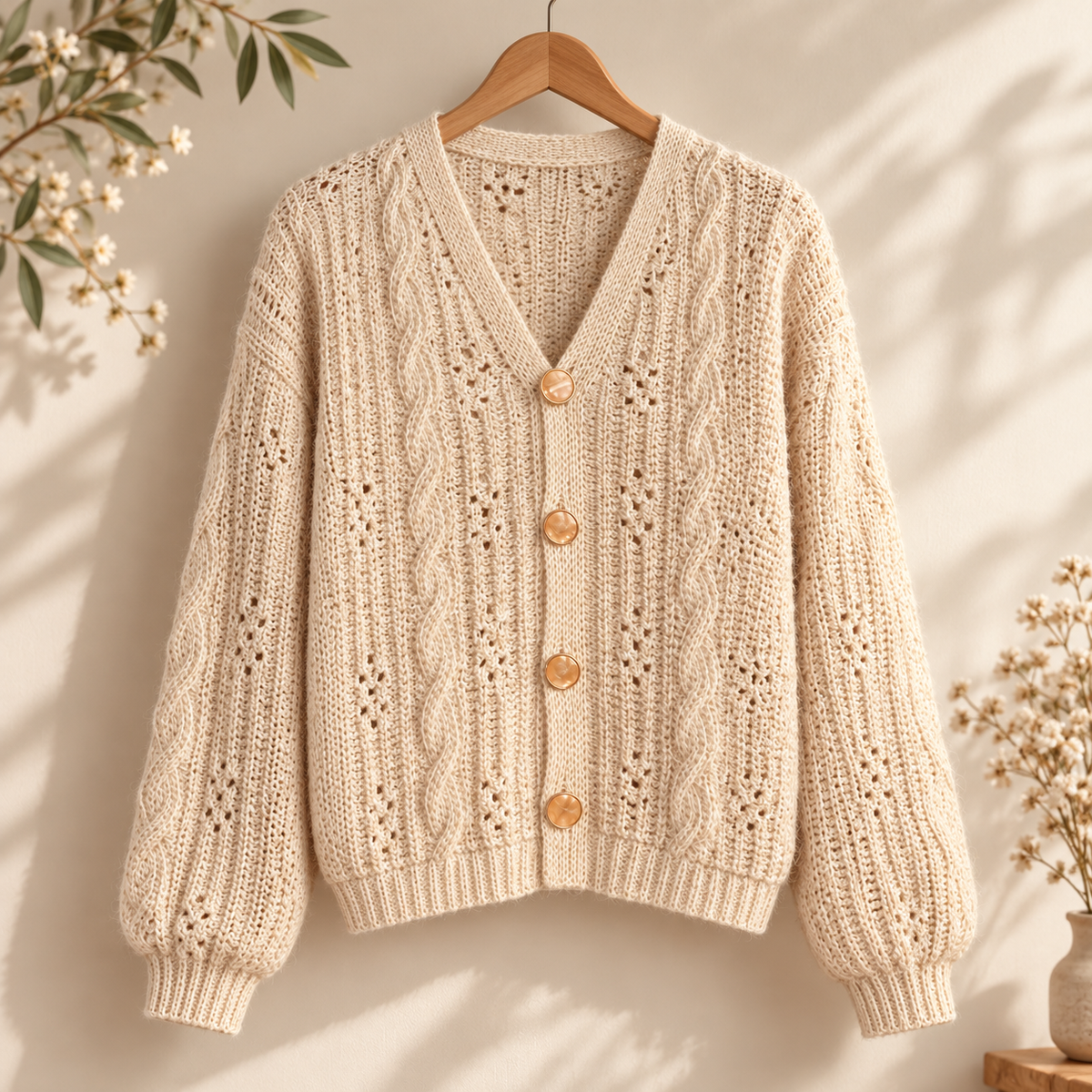 Garden Cable Cardigan Crochet Pattern PDF | Made-to-Measure Women's Sweater