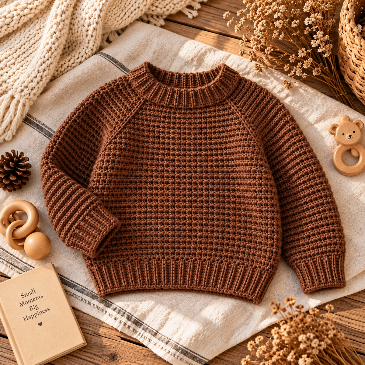 Kids Raglan Sweater Crochet Pattern PDF | Seamless Pullover Ages 1–10