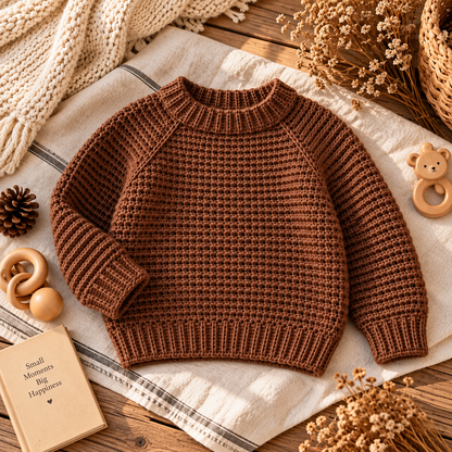 Kids Raglan Sweater Crochet Pattern PDF | Seamless Pullover Ages 1–10