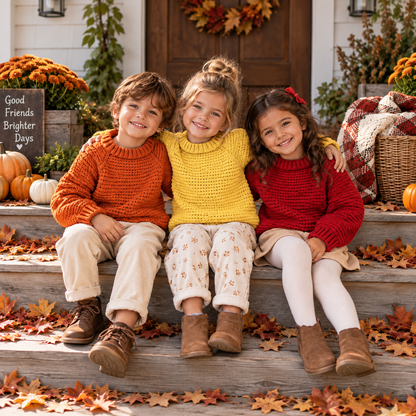 Kids Raglan Sweater Crochet Pattern PDF | Seamless Pullover Ages 1–10
