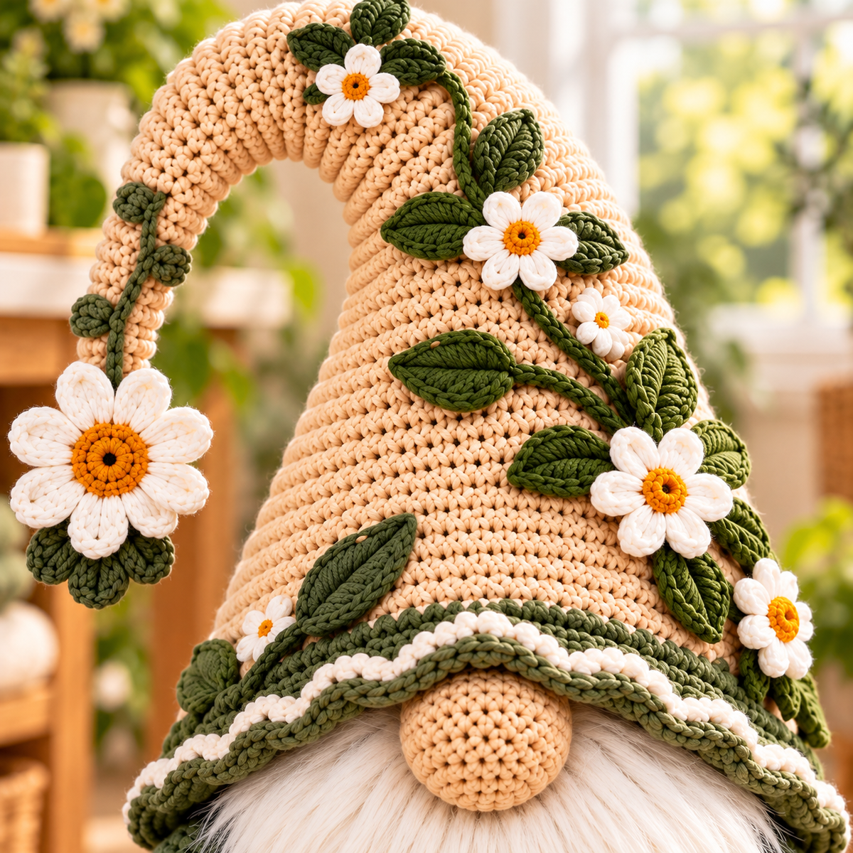 Botanical Gnome Toilet Paper Holder Crochet Pattern PDF | Floral Bathroom Basket