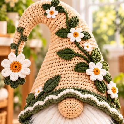Botanical Gnome Toilet Paper Holder Crochet Pattern PDF | Floral Bathroom Basket