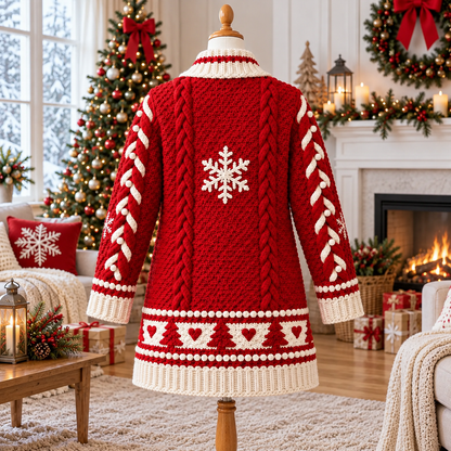 Santa Pocket Cardigan Crochet Pattern PDF | Christmas Cable Sweater S–3XL