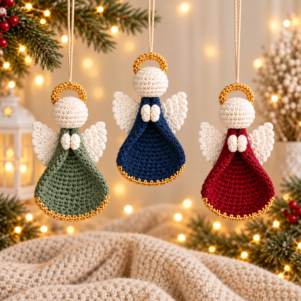 Golden Halo Crochet Angel Ornament Pattern PDF | Christmas Tree Decor
