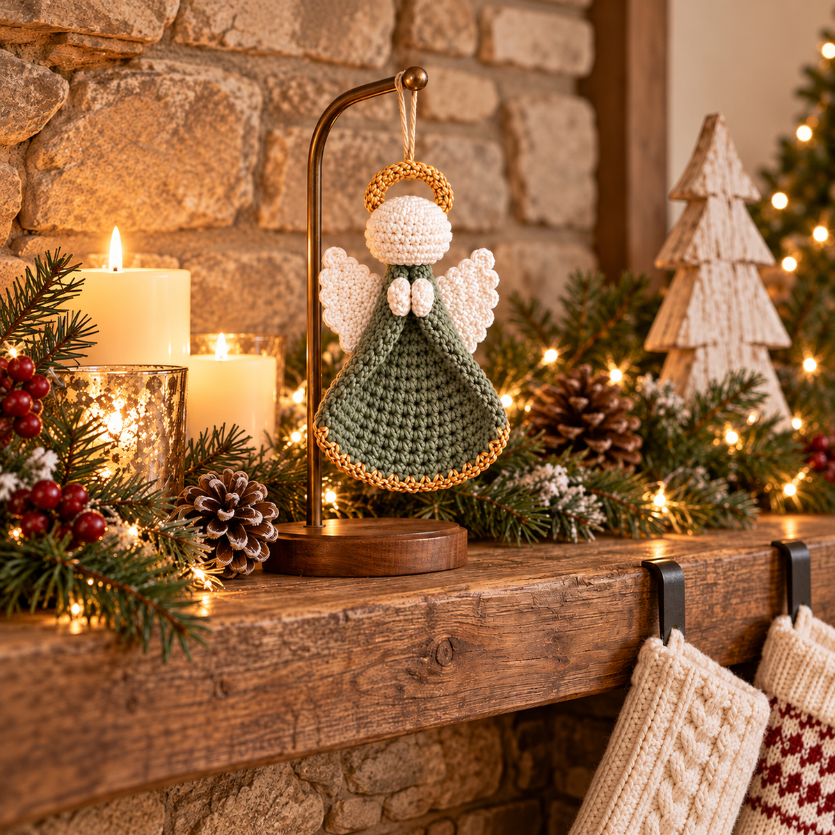 Golden Halo Crochet Angel Ornament Pattern PDF | Christmas Tree Decor