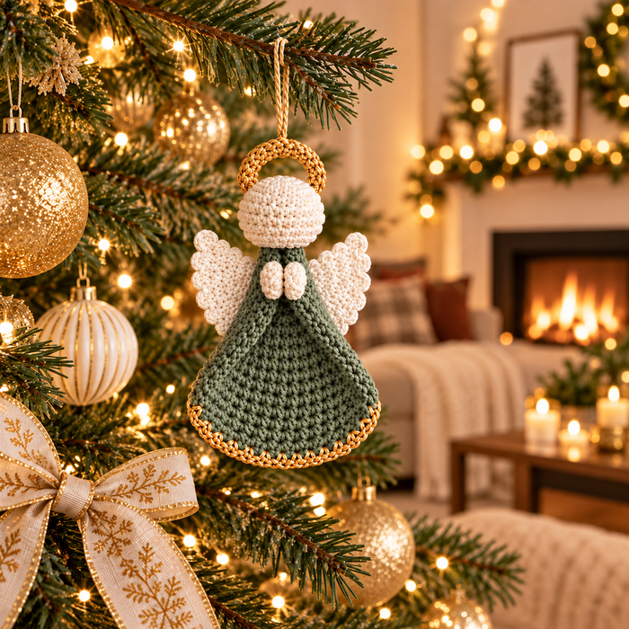 Golden Halo Crochet Angel Ornament Pattern PDF | Christmas Tree Decor