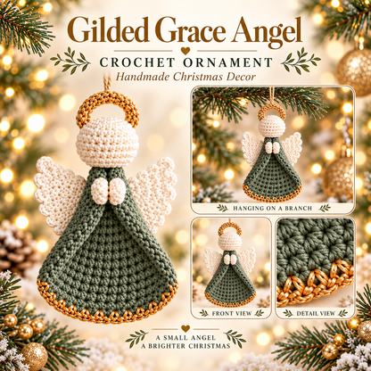 Golden Halo Crochet Angel Ornament Pattern PDF | Christmas Tree Decor