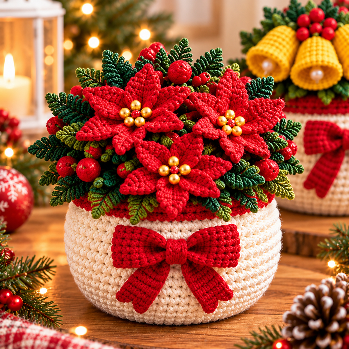 Christmas Crochet Planter Pattern Bundle PDF | 6 Amigurumi Holiday Pots