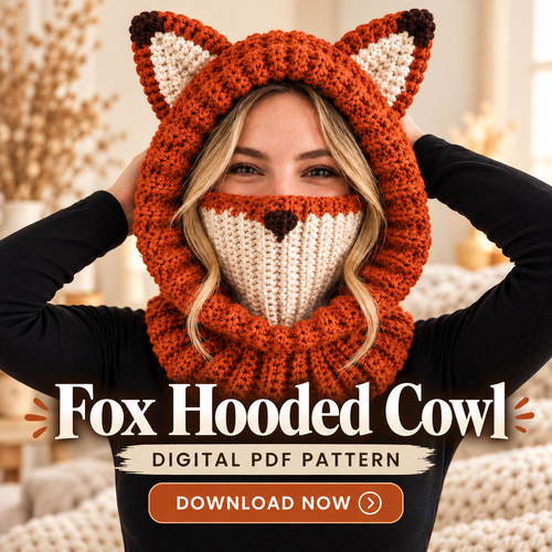 Fox Hooded Cowl Crochet Pattern PDF | Chunky Fox Balaclava for Adults