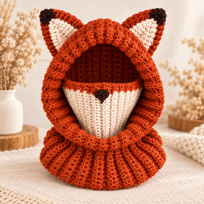 Fox Hooded Cowl Crochet Pattern PDF | Chunky Fox Balaclava for Adults