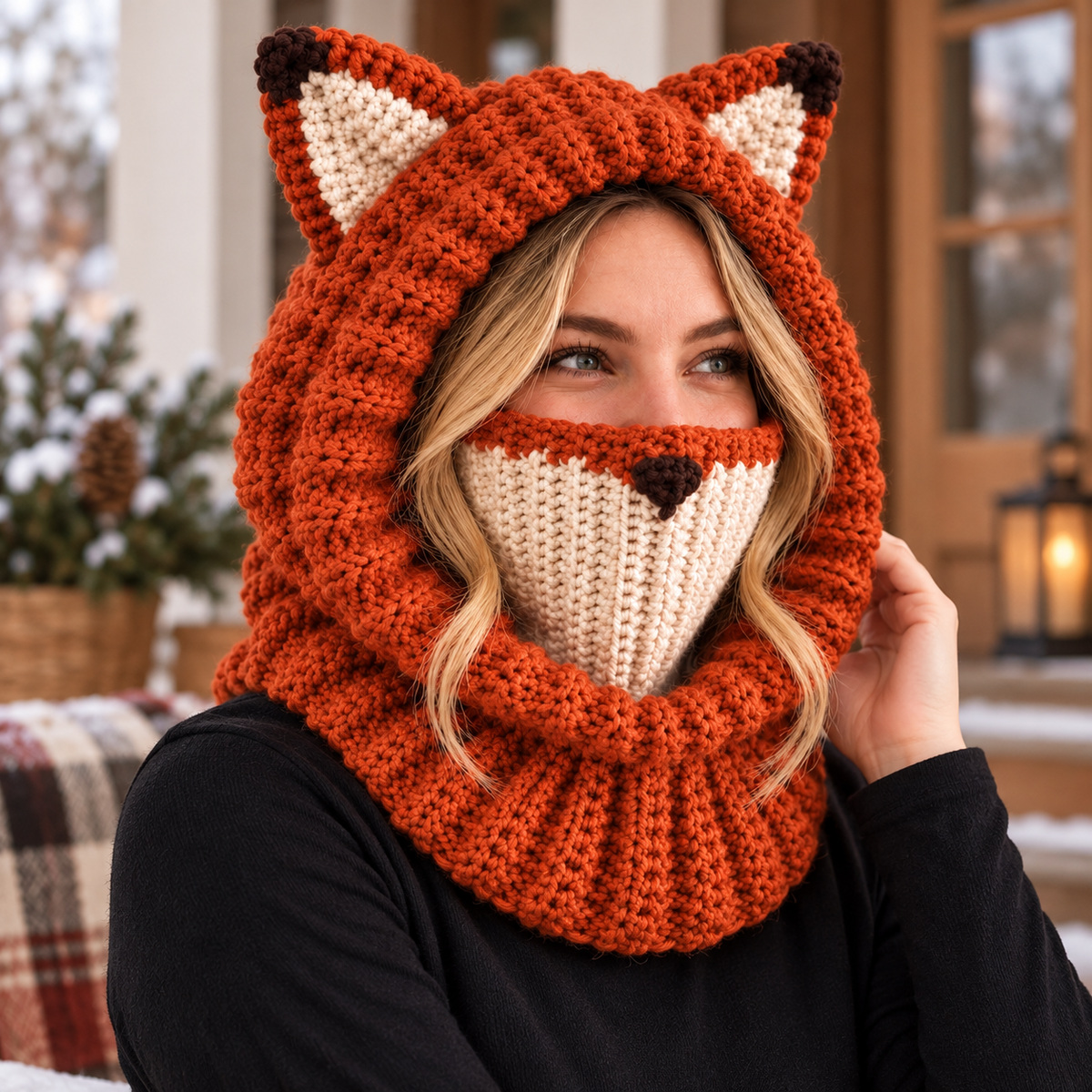 Fox Hooded Cowl Crochet Pattern PDF | Chunky Fox Balaclava for Adults
