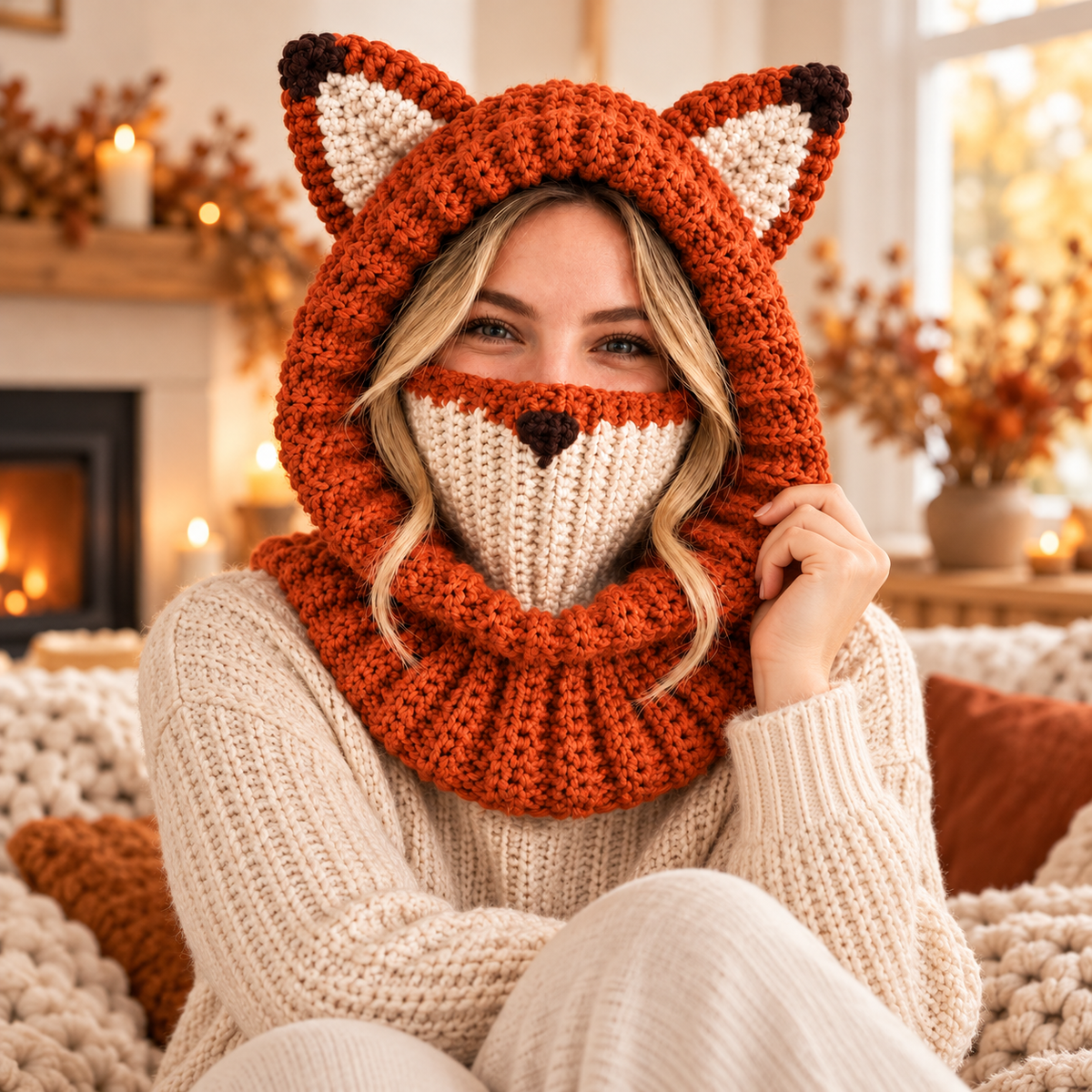 Fox Hooded Cowl Crochet Pattern PDF | Chunky Fox Balaclava for Adults