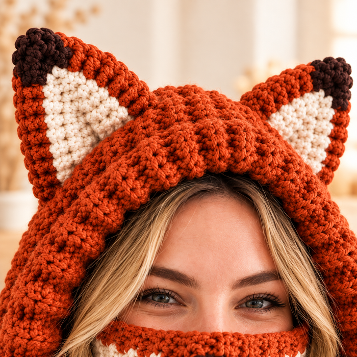 Fox Hooded Cowl Crochet Pattern PDF | Chunky Fox Balaclava for Adults