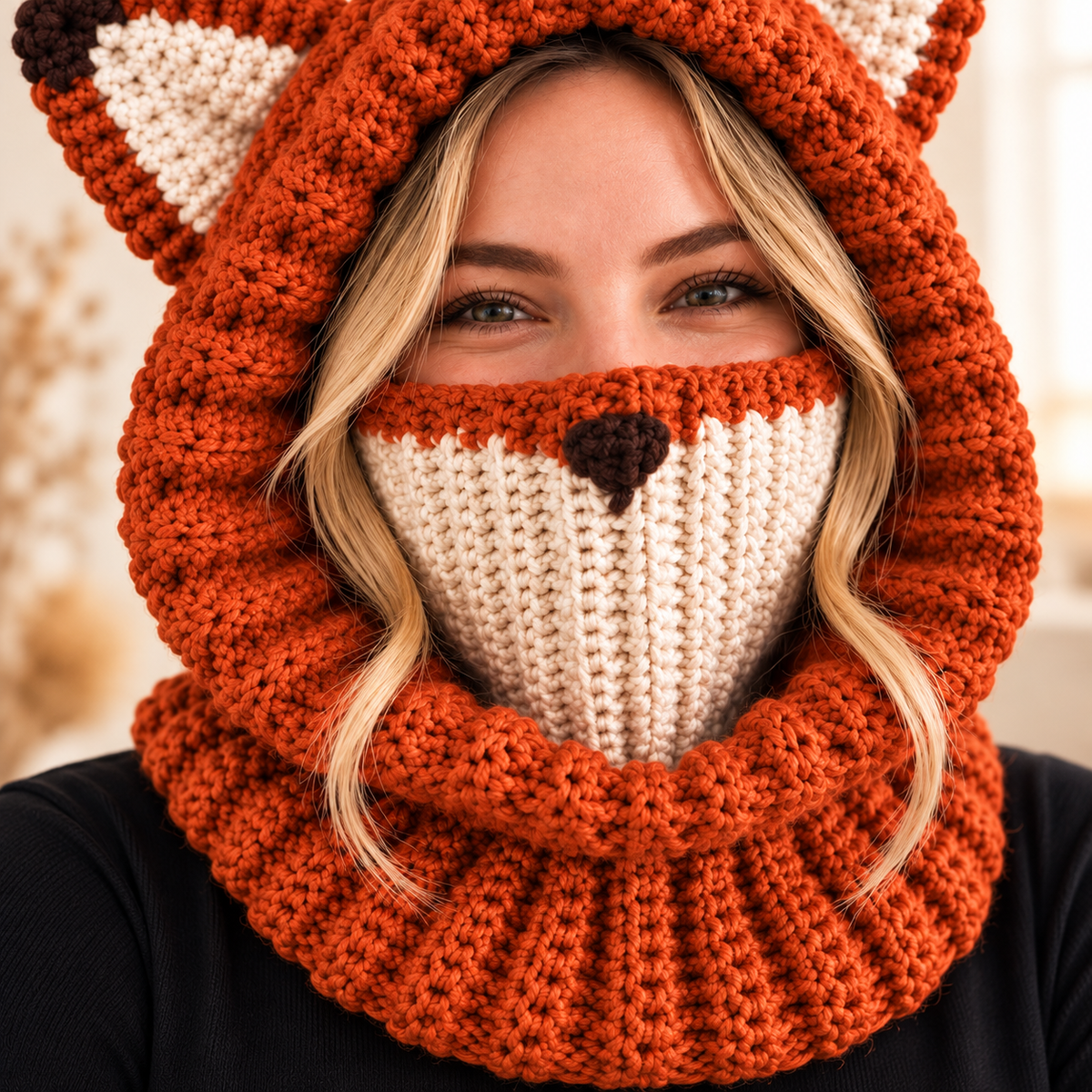 Fox Hooded Cowl Crochet Pattern PDF | Chunky Fox Balaclava for Adults