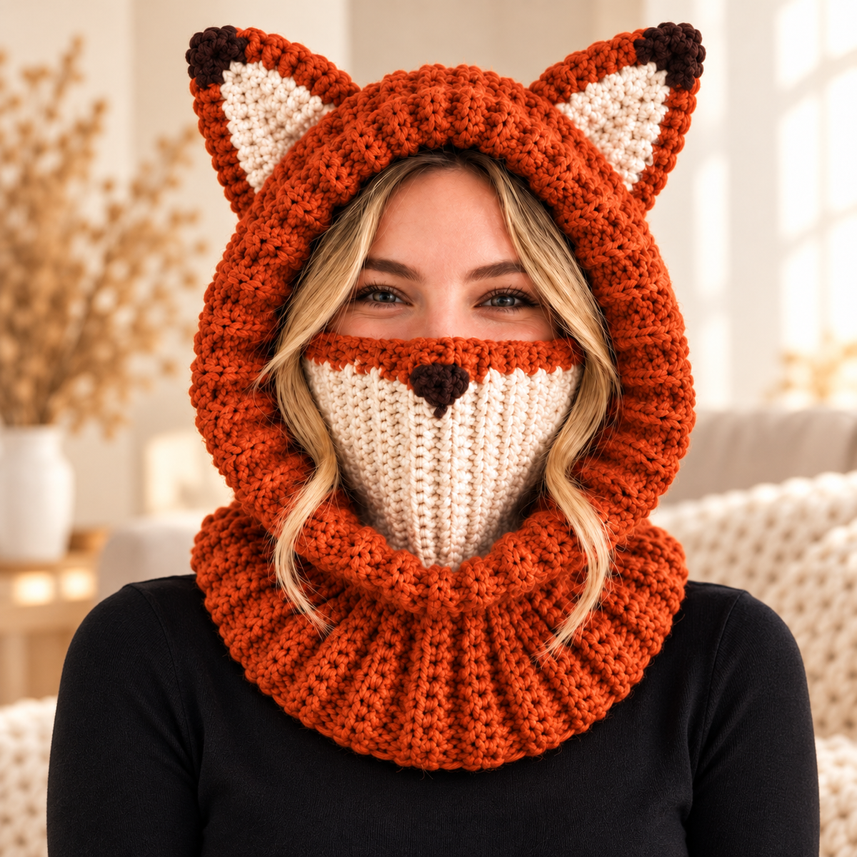 Fox Hooded Cowl Crochet Pattern PDF | Chunky Fox Balaclava for Adults