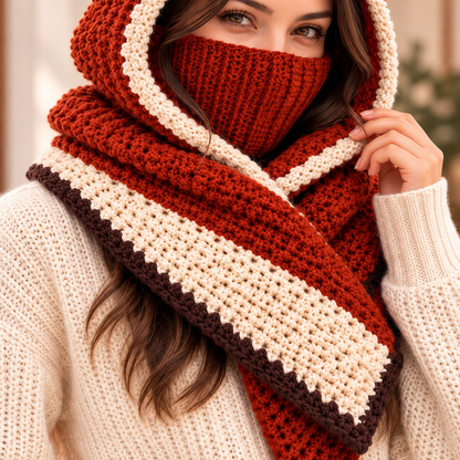 Fox Hooded Scarf Crochet Pattern | Adult Fox Ear Hood & Face Warmer