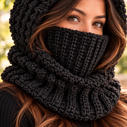 Black Cat Ear Balaclava Crochet Pattern PDF | Chunky Hooded Cowl