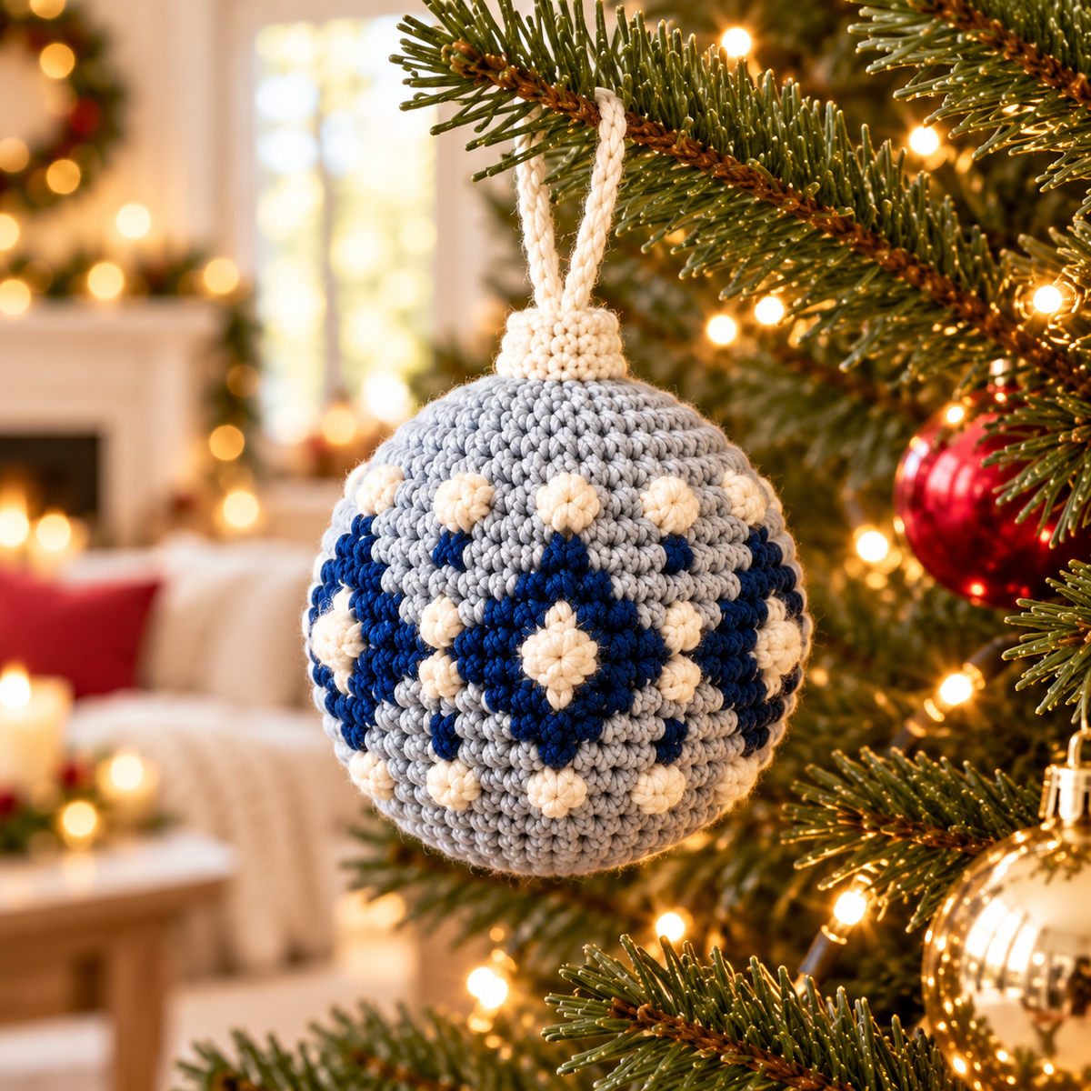 Crochet Christmas Bauble Pattern PDF | 4-in-1 Holiday Ornament Set