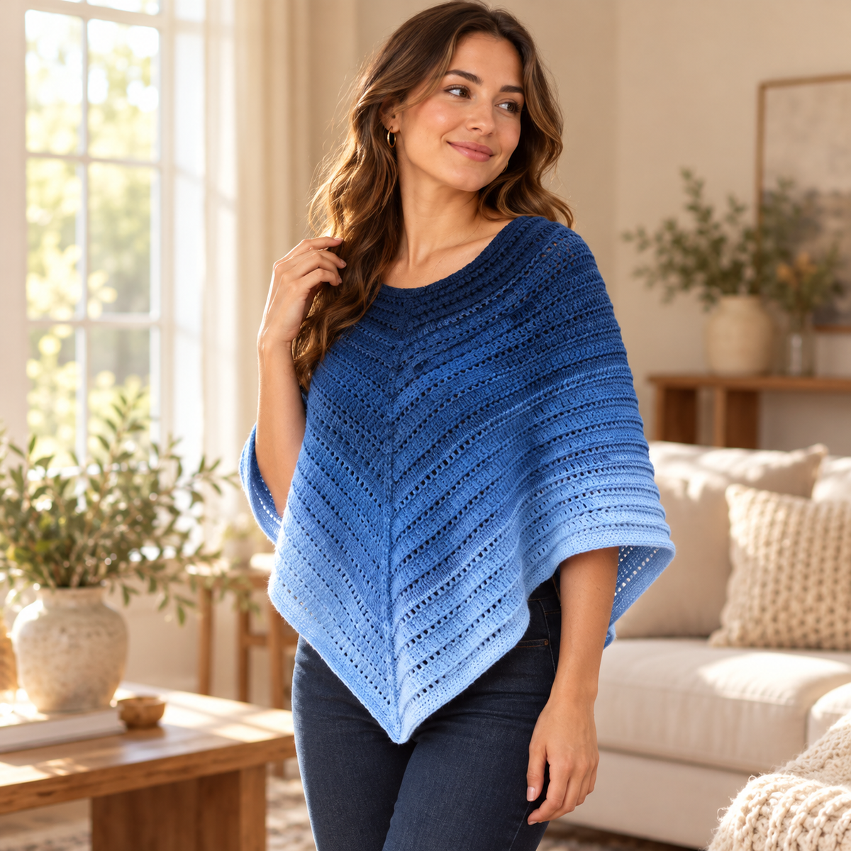 Lightweight Crochet Poncho Pattern PDF | Top-Down Summer Poncho