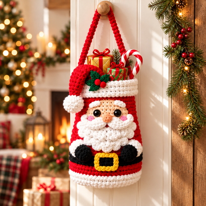 Christmas Gift Basket Crochet Pattern PDF | 4 Santa Reindeer Snowman Tree Bags