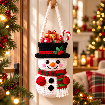 Christmas Gift Basket Crochet Pattern PDF | 4 Santa Reindeer Snowman Tree Bags