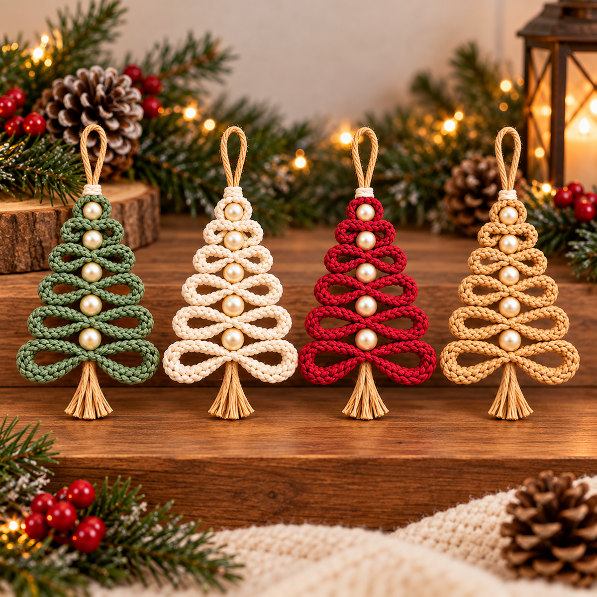Loop Christmas Tree Ornament Crochet Pattern PDF | Pearl Bead Holiday Decor
