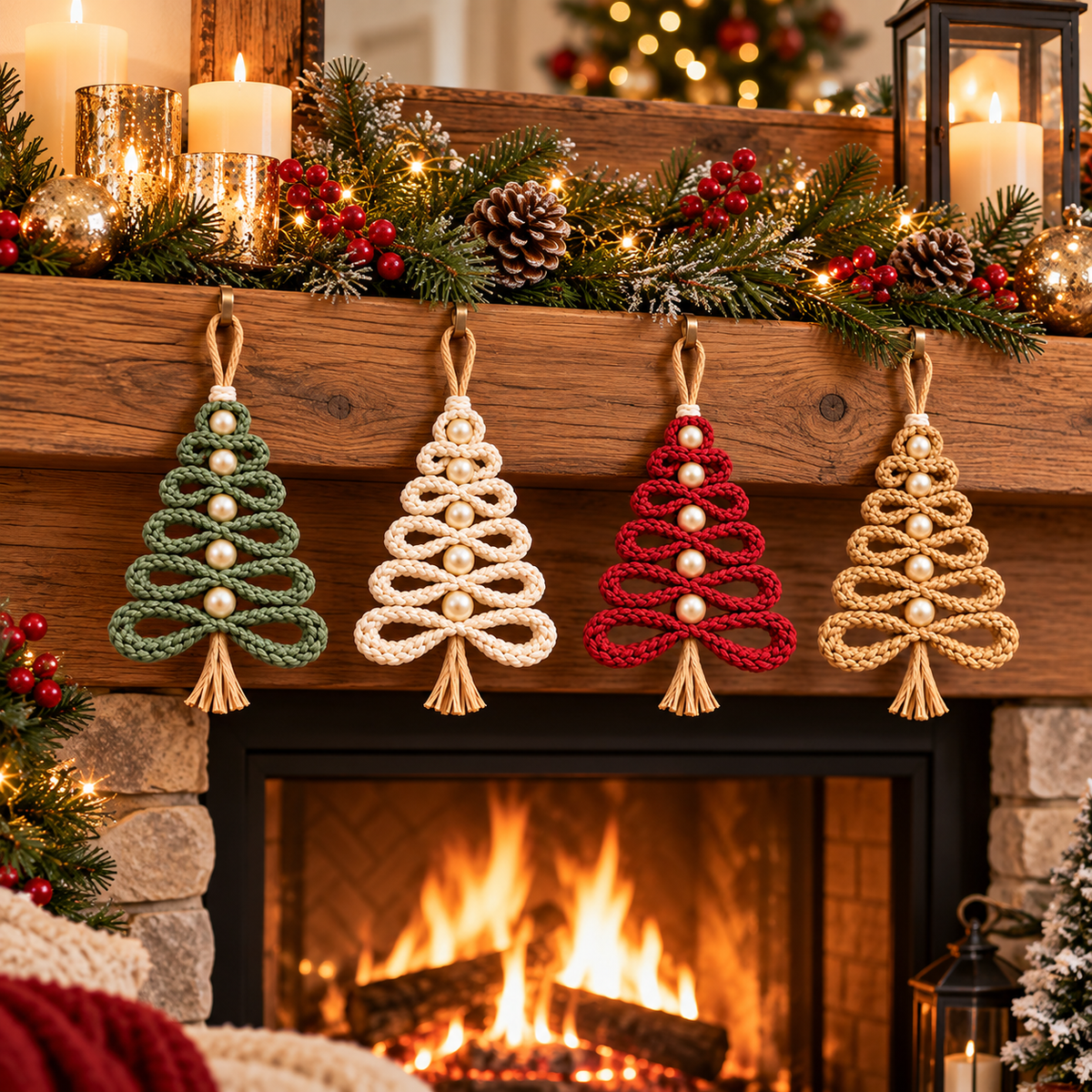 Loop Christmas Tree Ornament Crochet Pattern PDF | Pearl Bead Holiday Decor