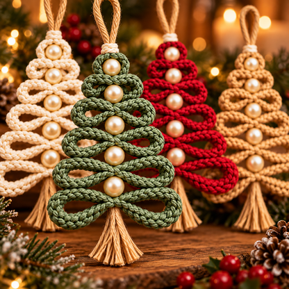 Loop Christmas Tree Ornament Crochet Pattern PDF | Pearl Bead Holiday Decor