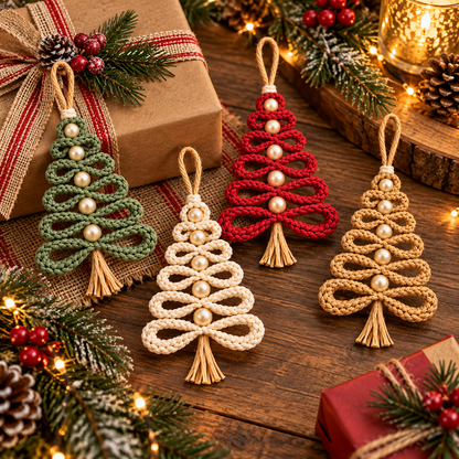 Loop Christmas Tree Ornament Crochet Pattern PDF | Pearl Bead Holiday Decor