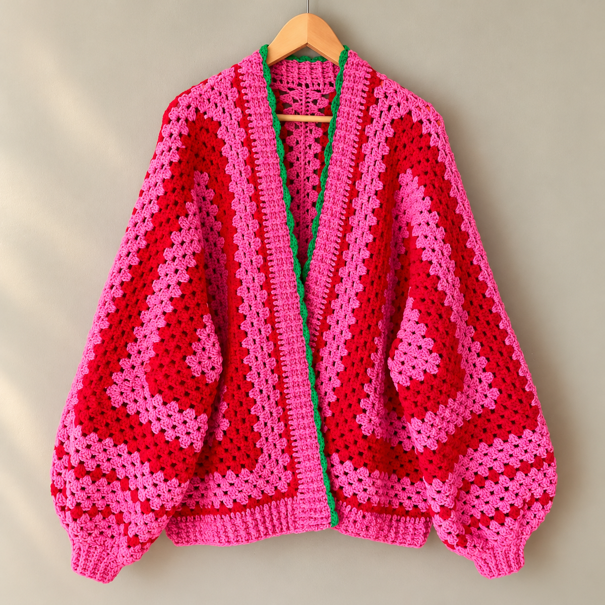 Marylebone Hexagon Crochet Cardigan Pattern PDF | Balloon Sleeve Sweater