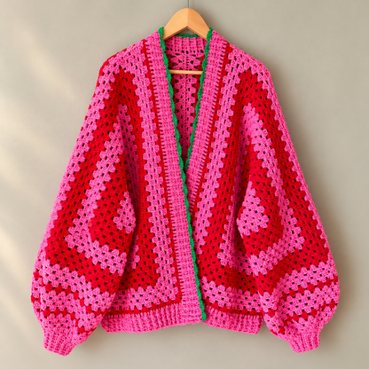 Marylebone Hexagon Crochet Cardigan Pattern PDF | Balloon Sleeve Sweater